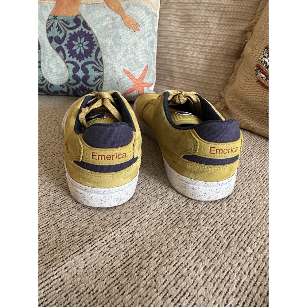 EMERICA Men's Size 10 THE LOW VULC Skate Shoe Sneakers Gold Suede Indie Grunge - Picture 5 of 9